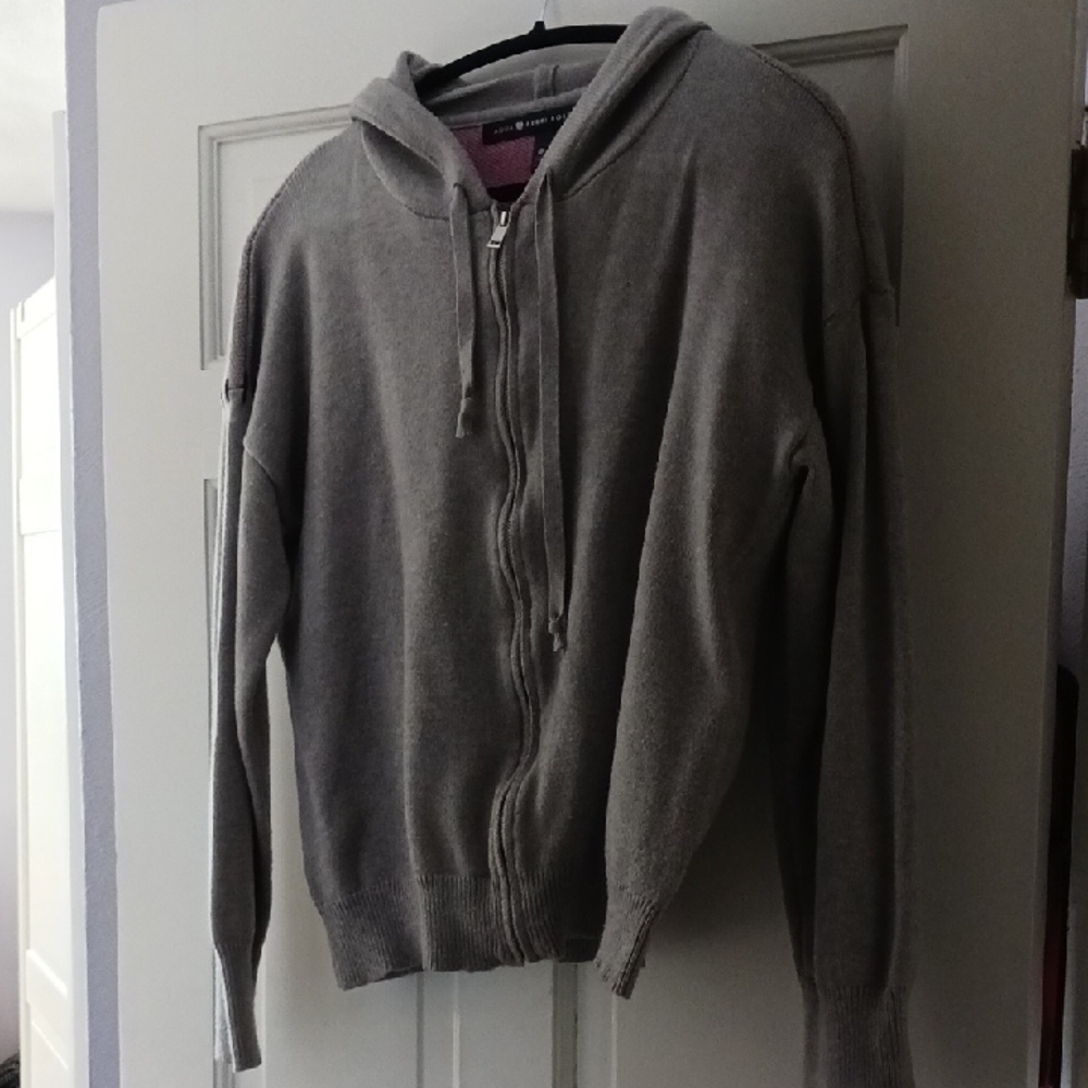 Rosenthal Womens Love Zip-Up Gray Sweater